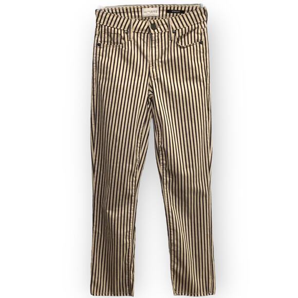 Parker Smith Straight leg Black Stripe Jeans Raw Edge Hem size 25 - Picture 2 of 8